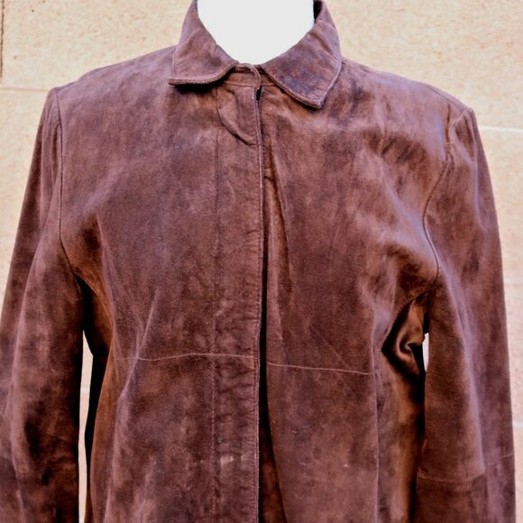 Vintage Genuine Suede Leather Jacket Uniform Petite John Paul Richard Size PM Si - Picture 1 of 16